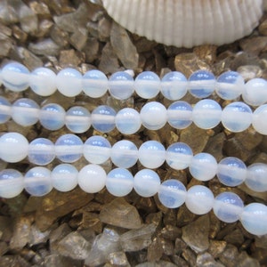 Opalite Beads - Round Smooth - 4mm - White - 15&quot; strand