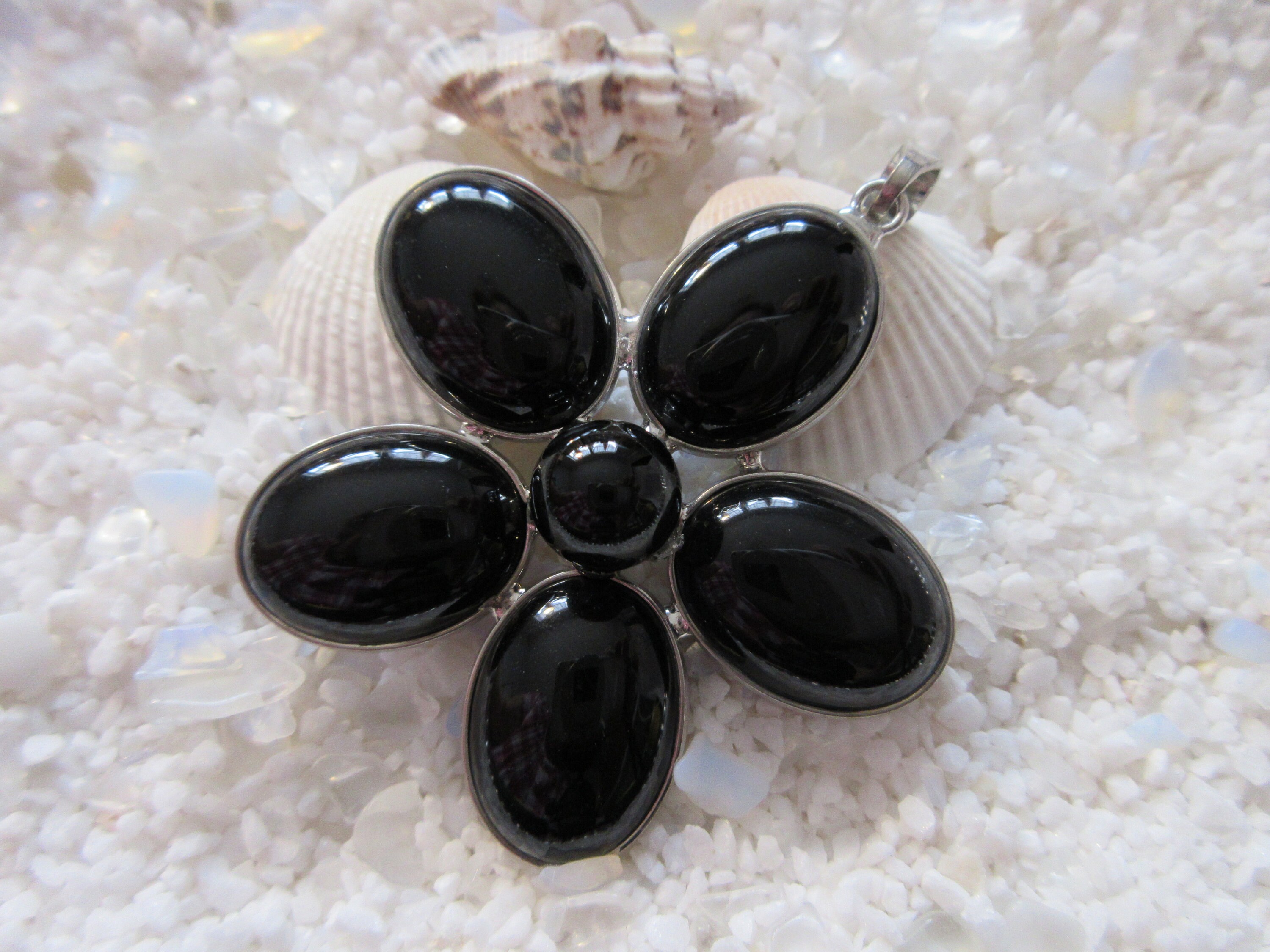 Large Agate Gemstone Flower Pendant - 50mm - Choice of Color