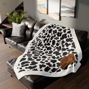 Cobertor aconchegante com estampa de vaca - perfeito para decoração de casa, presentes, aconchego, amantes de vacas, entusiastas de estampas de animais, dança em grupo