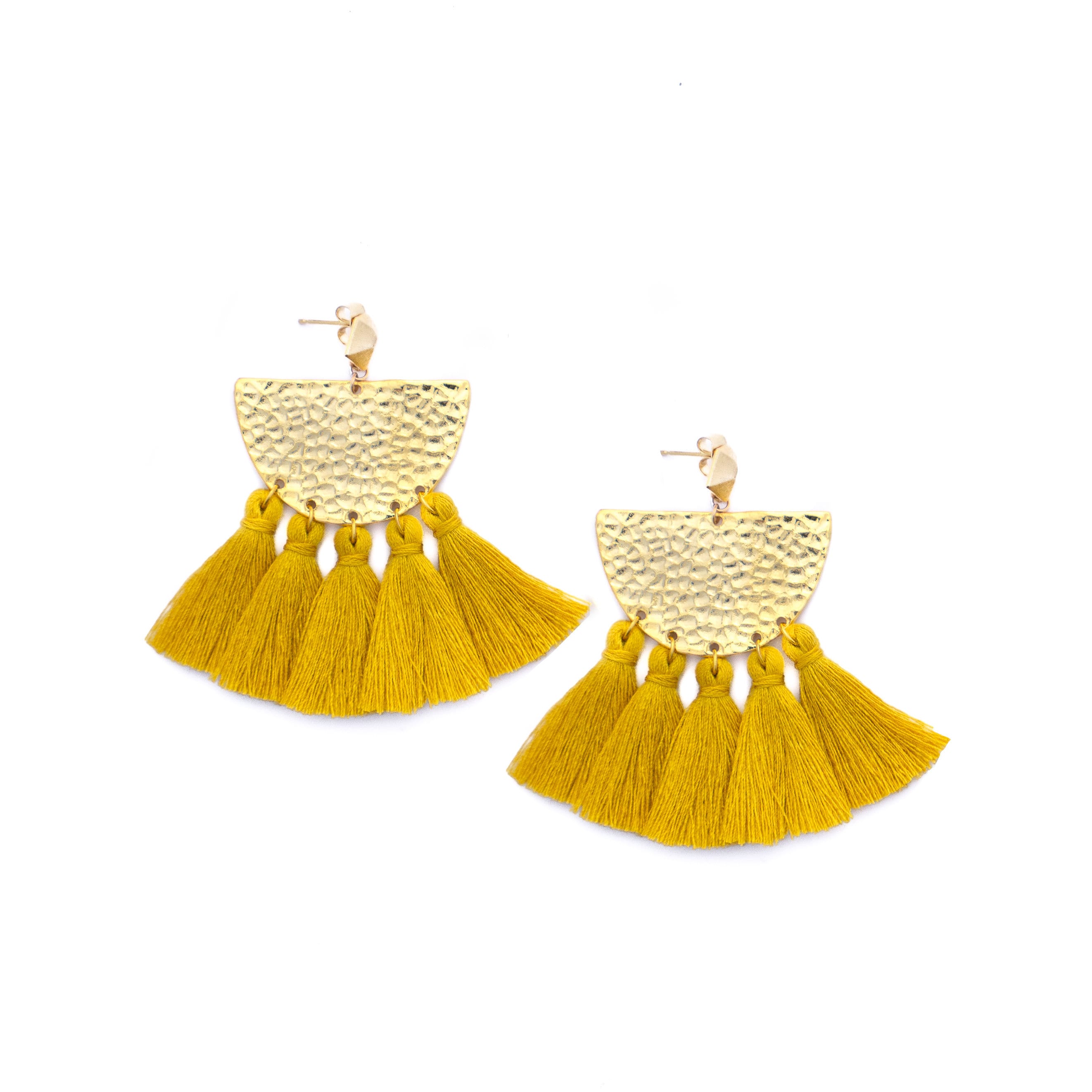 Mustard Yellow Fringe Earrings Tassel Statement Earrings Etsy