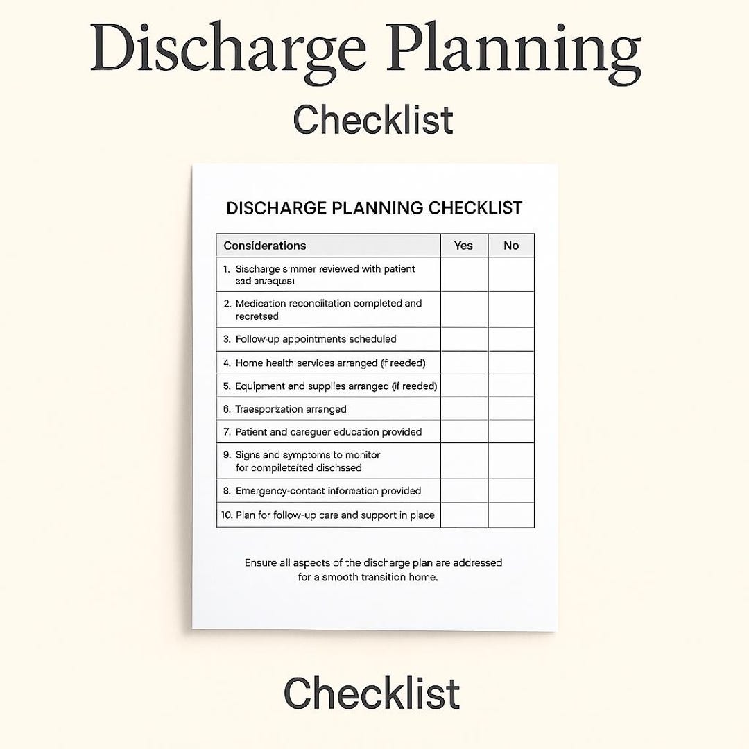 Discharge Planning Editable Checklist – Hospital to Home Care Guide ...