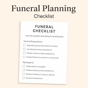 Funeral Planning Checklist – Printable Memorial & End-of-Life Organizer, Celebration of Life Prep Guide | Instant Download