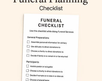 Funeral Planning Editable Checklist – Printable Memorial & End-of-Life Organizer, Celebration of Life Prep Guide