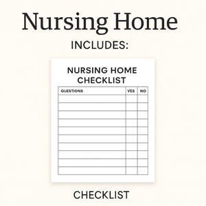Nursing Home Checklist Printable | Senior Care Facility Guide | Elderly Care Planning Form | Nursing Home Visit & Move-In Planner PDF