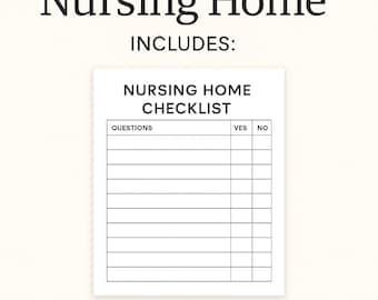 Nursing Home Editable Checklist | Senior Care Planning, Visit & Move-In Guide (PDF)
