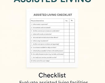 Assisted Living Editable Checklist – Senior Move Planner, Caregiver Resource (PDF Download)