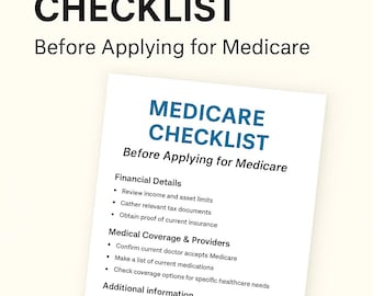 Medicare Checklist Editable | Senior Health Insurance Planner (PDF)