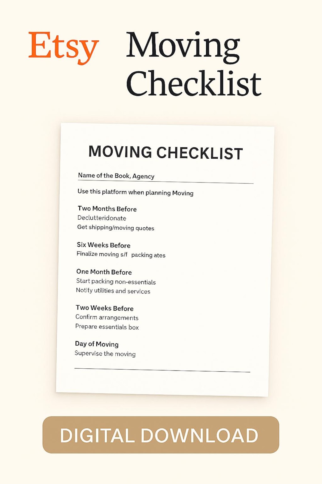 Senior Moving Checklist.pdf Moving Checklist Form Printable | Senior & Elderly Relocation Planner ...