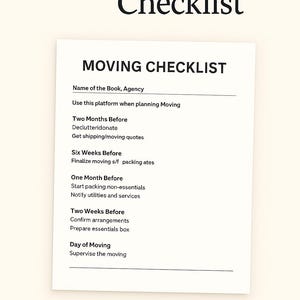 Moving Checklist Form Printable | Senior & Elderly Relocation Planner | Caregiver Moving Organizer | Easy Printable Moving Guide PDF