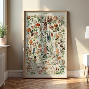Vintage Botanical Flower Chart Digital Print, 19th Century Antique Floral Illustration, Botanical Wall Art, Printable Garden Decor