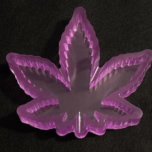 Resin Glow in the Dark Marijuana Leaf Ashtray: Purple