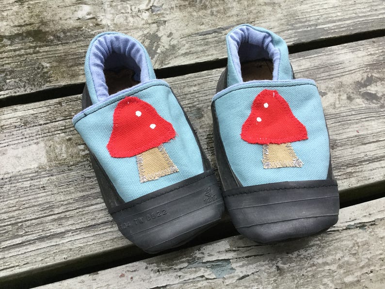 Outdoor Kids Shoes Minimalist Soft Soled Sandals Toddler Slippers Rubber Soles / Spring Mud & Muck Shoes, Toadstool, Waldorf School Shoes image 1