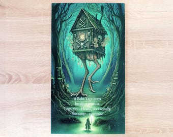 Baba Yaga Wall Art | 3mm Dibond Metal Poster | Slavic Folklore and Witchcraft Decor | Handcrafted UV Print & Varnish (32x50cm)
