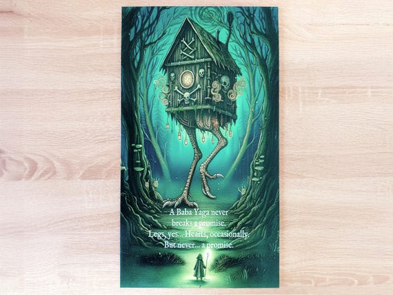 Baba Yaga Wall Art | Affiche Métal Dibond 3mm | Déco Folklore Slave et Sorcellerie | Impression UV Artisanale & Vernis (32x50cm)