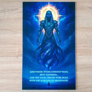 Affiche d'art métal Dibond Nyarlathotep illustration Lovecraft pharaon noir.