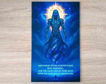 Nyarlathotep Wall Art | 3mm Dibond Metal Poster | Lovecraft Cosmic Horror Decor | Handcrafted UV Print & Varnish (32x50cm)