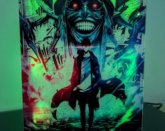 LED Solo Leveling Sung Jin-woo Wall Art | Manhwa Light Box Aura | Gaming & Office Setup Decor | Handcrafted UV Print 15x20cm