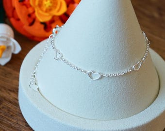 Sterling Silver Heart Link Bracelet