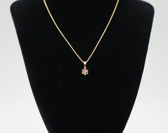 18K Gold Plated Rainbow Zirconia Flower Necklace and Earrings Set