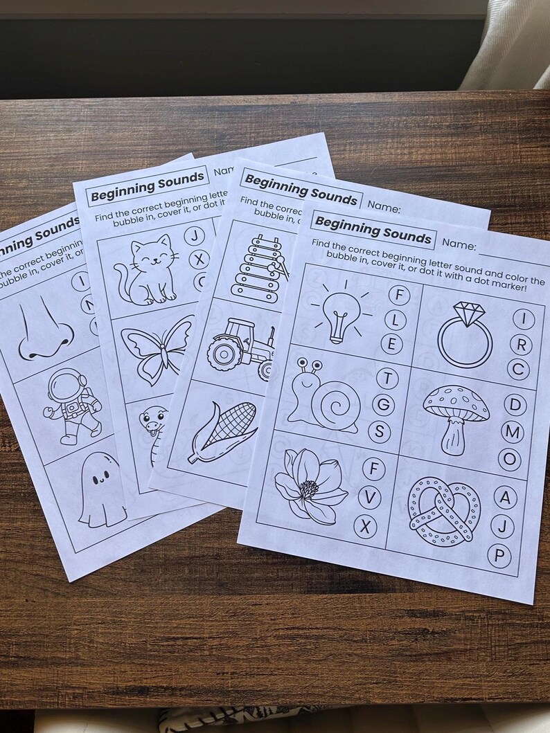 Beginning Letter Sound Worksheets Bundle, Find and Clip Printable's ...