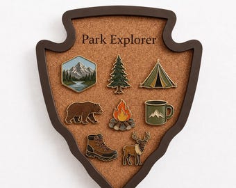 Park Explorer Arrowhead Pin Display Board | Adventure Traveler Collector Gift