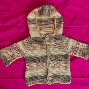 Adorable Handmade Cream Gradient Crocheted Baby Hoodie