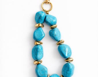Chunky Beaded Phone Wristlet | Turquoise, Red, Amber Statement Charm Strap