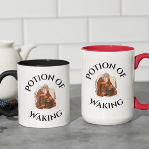 Potion of Waking Mug, Funny DnD Coffee Cup, Wizard RPG Gamer Gift, Fantasy Potion Drinkware, Dungeon Master Nerdy Geek Mug