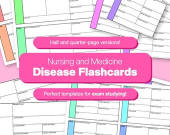 Fillable Disease Flashcards for Nursing Students and NCLEX