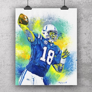 Peyton Manning Acrylic Painting Print – NFL Legend Poster or Canvas – Football Print – Sports Decor for Indianapolis Colts Fans
