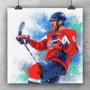 Alex Ovechkin Acrylic Painting Print – Washington Capitals Wall Art – NHL Poster or Canvas – Hockey Decor – Gift for Capitals Fans