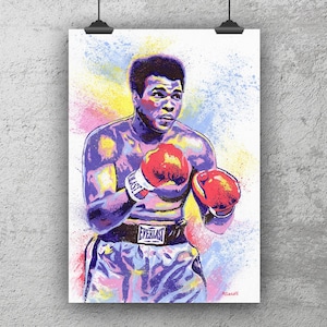 Muhammad Ali Acrylic Painting Print – Boxing Wall Art – Sports Poster or Canvas – Fighter Decor – Gift for Boxing Fans
