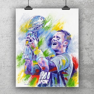 Tom Brady Acrylic Painting Print – Super Bowl Champion Poster or Canvas – New England Patriots Print