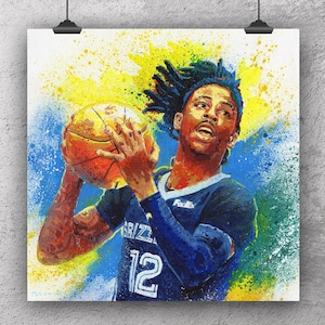 Ja Morant Acrylbild – Memphis Grizzlies Wandkunst – NBA Poster oder Leinwand – Basketball Dekor – Geschenk für Grizzlies Fans