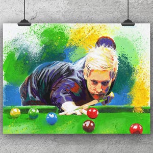Neil Robertson Acrylic Painting Print – Australian Snooker Wall Art – Billiards Poster or Canvas – Sports Decor – Gift for Snooker Fans