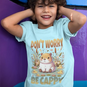 Capybara Kids T-Shirt | &quot;Don&#39;t Worry, Be Cappy&quot; Cute Kids Animal Tee for Playdates, Birthdays & Everyday Fun