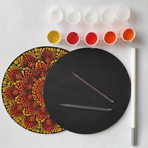 Fall Mandala Dot Painting Kit: Metallic Gold & Orange, Beginner Art