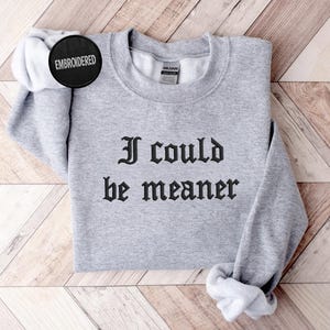 I Could Be Meaner Embroidered Sweatshirt, Funny Humor Shirt, Sarcastic Tee, Funny Quote Crewneck, Sarcasm Shirt, Trendy Shirt for Women image 10