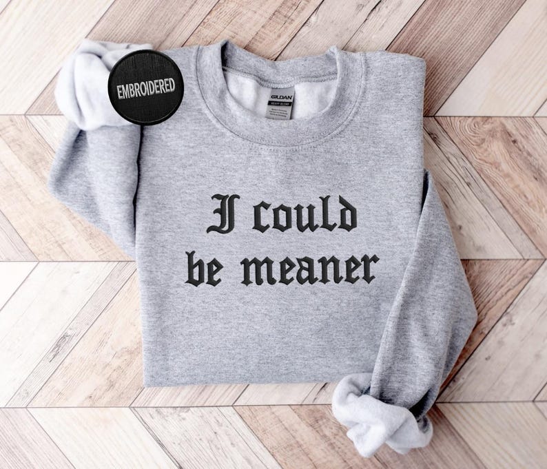 I Could Be Meaner Embroidered Sweatshirt, Funny Humor Shirt, Sarcastic Tee, Funny Quote Crewneck, Sarcasm Shirt, Trendy Shirt for Women image 10