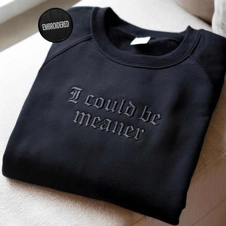 I Could Be Meaner Embroidered Sweatshirt, Funny Humor Shirt, Sarcastic Tee, Funny Quote Crewneck, Sarcasm Shirt, Trendy Shirt for Women image 1