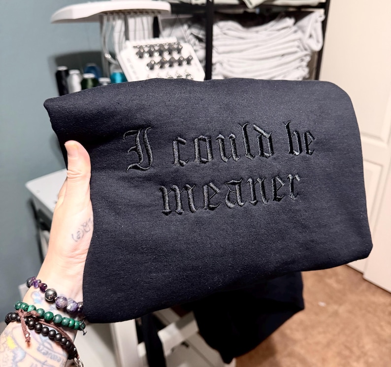 I Could Be Meaner Embroidered Sweatshirt, Funny Humor Shirt, Sarcastic Tee, Funny Quote Crewneck, Sarcasm Shirt, Trendy Shirt for Women image 6