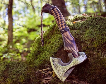 Handmade Viking Axe, Forged Axe With leather sheath, Hatchets and axes, Best Gift for him, Birthday Anniversary and Christmas Gift