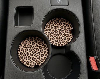 Leopard Print Neoprene Car Coasters | Set of 2