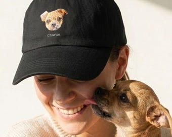 Custom Pet Embroidered Hat: Personalized Adjustable Dad Ball Cap Gift for Dog or Cat Lover