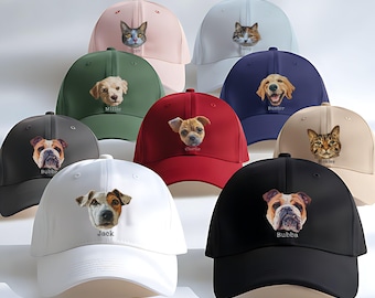 Custom Pet Embroidered Hat: Personalized Adjustable Dad Ball Cap Gift for Dog or Cat Lover