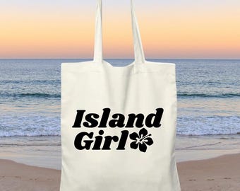 Island Girl Canvas Tote Bag – Hawaii Hibiscus Beach Tote