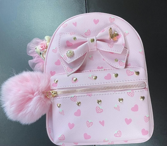 Pink Teddy Bear Backpack With Pom & Hearts (NWT) - Etsy display picture 2