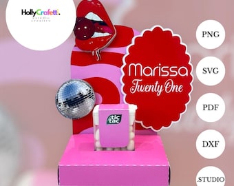 Archivo de corte Svg caja escenario para pastillas|Plantilla de corte para souvenirs|Template de corte caja para dulces silhouette cricut