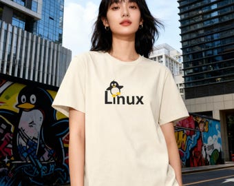 Maglietta Linux con Tux Penguin – Maglietta tecnica unisex minimalista per sviluppatori