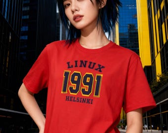 Retro Linux 1991 Helsinki T-shirt, cadeau programmeur, codeershirt ontwikkelaar
